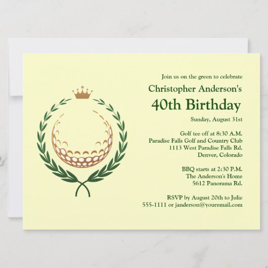 Golfer Golf Golfing 40. Geburtstag Einladung (Rückseite)