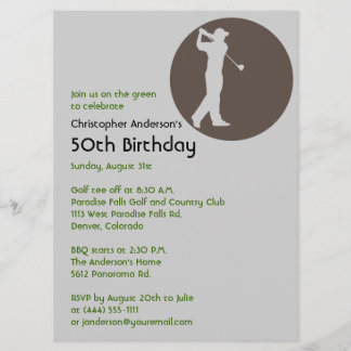 Golfer Golf Golfing 50. Geburtstag Einladung