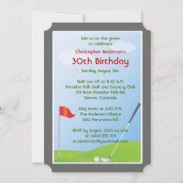Golfer Golf Golfing Ball und Flag 30. Geburtstag Einladung