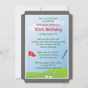Golfer Golf Golfing Ball und Flag 30. Geburtstag Einladung