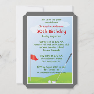 Golfer Golf Golfing Ball und Flag 30. Geburtstag Einladung