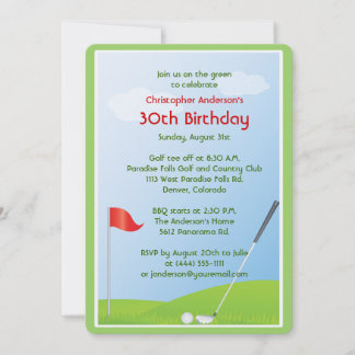 Golfer Golf Golfing Ball und Flag 30. Geburtstag Einladung