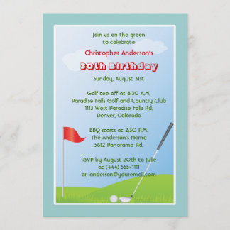 Golfer Golf Golfing Ball und Flag 30. Geburtstag Einladung