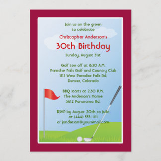Golfer Golf Golfing Ball und Flag 30. Geburtstag Einladung