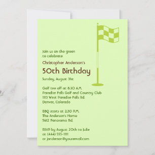 Golfer Golf Golfing Green Brown 50. Geburtstag Einladung