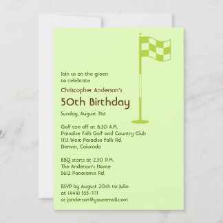 Golfer Golf Golfing Green Brown 50. Geburtstag Einladung