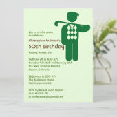 Golfer Golf Golfing Green Brown 50. Geburtstag Einladung (Stehend Vorderseite)