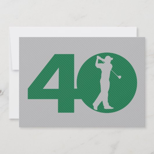 Golfer Golf Green Gray 40. Geburtstag Einladung (Vorderseite)
