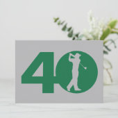 Golfer Golf Green Gray 40. Geburtstag Einladung (Stehend Vorderseite)