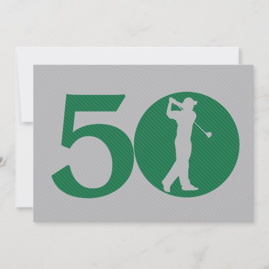 Golfer Golf Green Grey 50th Birthday Invitation Einladung (Vorderseite)