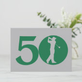 Golfer Golf Green Grey 50th Birthday Invitation Einladung (Stehend Vorderseite)