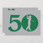 Golfer Golf Green Grey 50th Birthday Invitation Einladung (Vorne/Hinten)