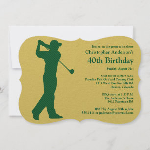 Golfer Golf Green tan 40. Geburtstag Einladung
