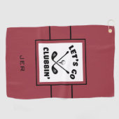 Golfer Golf Modern Monogram Pro Sport Red Black Golfhandtuch (Horizontal)