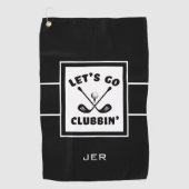 Golfer Golf Modernes Monogram Pro Sport Schwarz-we Golfhandtuch (Vorderseite)