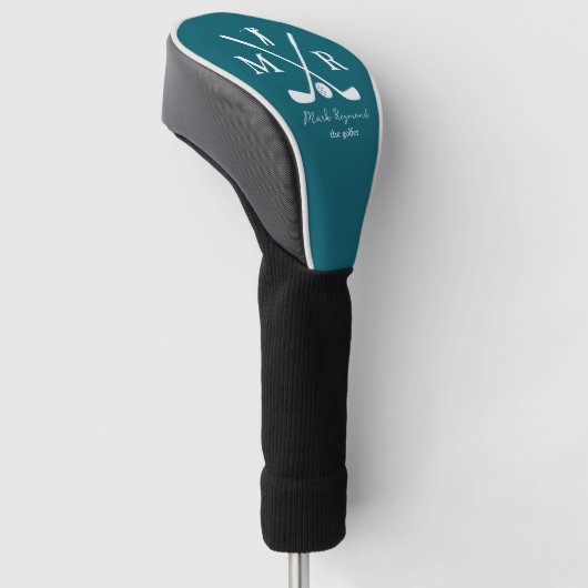 Golfer . golf-player monogram dark-teal golf headcover (angewinkelt)