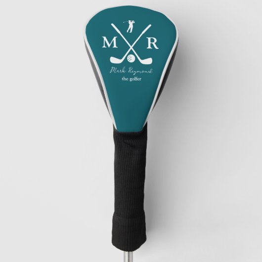 Golfer . golf-player monogram dark-teal golf headcover (Vorderseite)