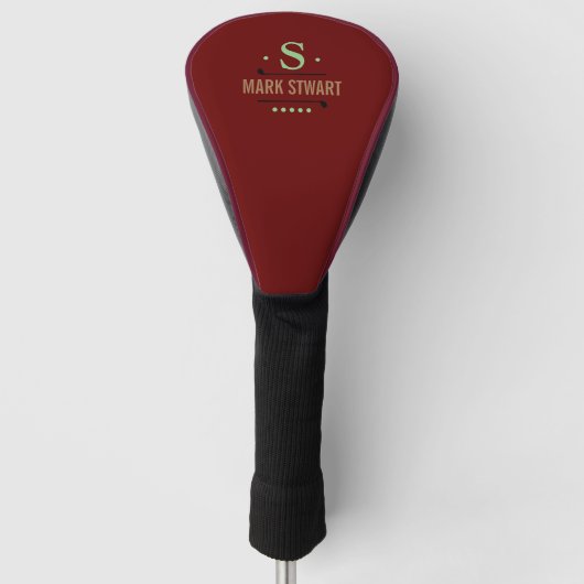 Golfer | Golf-Player Monogram dunkelrot Golf Headcover (Vorderseite)