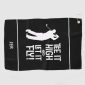 Golfer Golf Spaß Funny Sports Mit Monogramm Black Golfhandtuch (Horizontal)