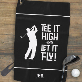 Golfer Golf Spaß Funny Sports Mit Monogramm Black Golfhandtuch