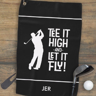 Golfer Golf Spaß Funny Sports Mit Monogramm Black Golfhandtuch