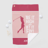 Golfer Golf Spaß Funny Sports Moderne Magenta Rot Golfhandtuch (Insitu)