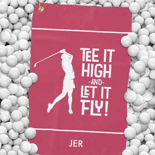 Golfer Golf Spaß Funny Sports Moderne Magenta Rot Golfhandtuch