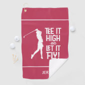 Golfer Golf Spaß Funny Sports Moderne Magenta Rot Golfhandtuch (Insitu)