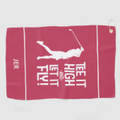 Golfer Golf Spaß Funny Sports Moderne Magenta Rot Golfhandtuch (Horizontal)