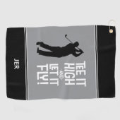 Golfer Golf Spaß Funny Sports Monogram Black Gray Golfhandtuch (Horizontal)