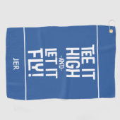 Golfer Golf T-Shirt Spaß Funny Sports Monogram Blu Golfhandtuch (Horizontal)