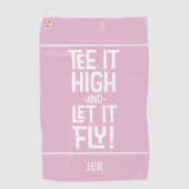 Golfer Golf T-Shirt Spaß Mit Monogramm Spaß Rosa Golfhandtuch (Vorderseite)