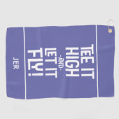 Golfer Golf T-Shirt Spaß Spaß Monogram Periwinkle Golfhandtuch (Horizontal)
