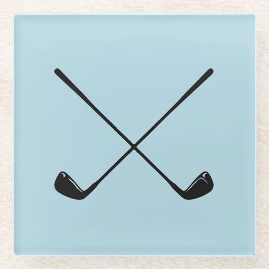 Golfer Golf Wappen Blue Pattern Glass Untersetzer (Vorderseite)