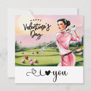 Golfer Golfer Golfen Valentinstag Feiertagskarte
