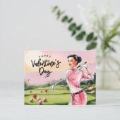 Golfer Golfer Golfen Valentinstag Feiertagspostkarte (Stehend Vorderseite)