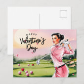 Golfer Golfer Golfen Valentinstag Feiertagspostkarte (Vorne/Hinten)