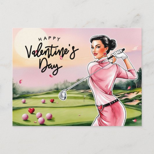 Golfer Golfer Golfen Valentinstag Feiertagspostkarte (Vorderseite)