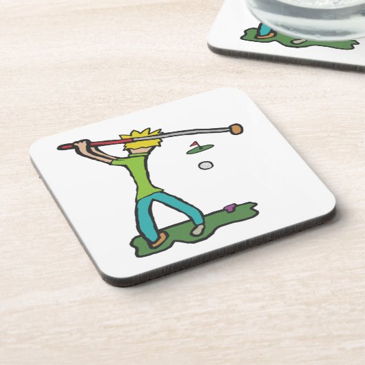 Golfer Golfing Getränkeuntersetzer (Linke Seite)