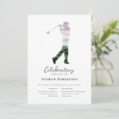 Golfer Golfplatz Beerdigung Einladung (Stehend Vorderseite)