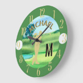 Golfer Golfplatz Individuelle Name 3-D Monogram Große Wanduhr (Winkel)