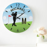 Golfer Golfplatz Individuelle Name 3-D Monogram Große Wanduhr<br><div class="desc">Eine individuelle Wanduhr eines Golfliebhabers - geschmackvoll erledigt - landschaftlich - Golfer in Aktion - und personalisieren Sie auch mit einem individuellen Zwei-Töne-Monogramm und ihrem Namen. Das ist ein großartiges Geschenk für alle Herren Golfliebhaber - Spaß / attraktiv / einzigartig. Wenn Sie Fragen zum Design oder eine spezielle Anfrage haben,...</div>