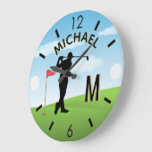 Golfer Golfplatz Individuelle Name 3-D Monogram Große Wanduhr (Winkel)