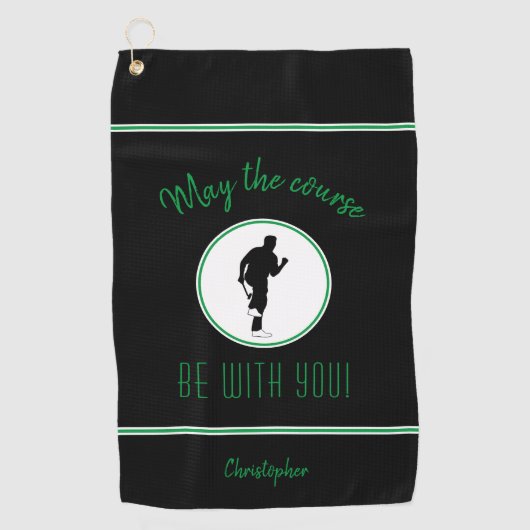 Golfer Golfplatz Schwarz Funny Funny Modernes Mit  Golfhandtuch (Vorderseite)