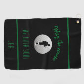 Golfer Golfplatz Schwarz Funny Funny Modernes Mit Golfhandtuch (Horizontal)