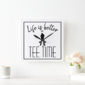 Golfer Golfplatz T-Shirt Time White Black Quadratische Wanduhr (Zuhause)