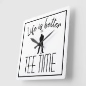 Golfer Golfplatz T-Shirt Time White Black Quadratische Wanduhr (Winkel)