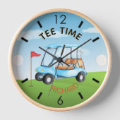 Golfer Golfplatz Warenkorb Name T-Shirt Zeit Uhr (Vorderseite)