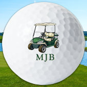 Golfer Green Cart Personalized 3 Initial Monogram Golfball