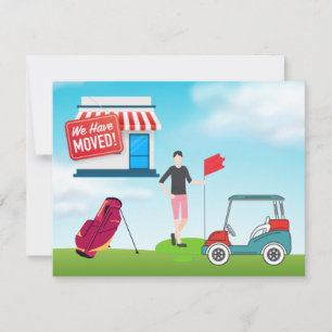 Golfer haben wir mit Golfwagen und Tasche umgezoge Ankündigung